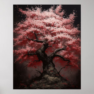 Japanska Sakura Cherry Träd Art Print Poster