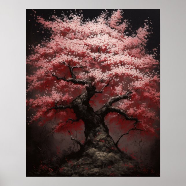 Japanska Sakura Cherry Träd Art Print Poster (Framsidan)