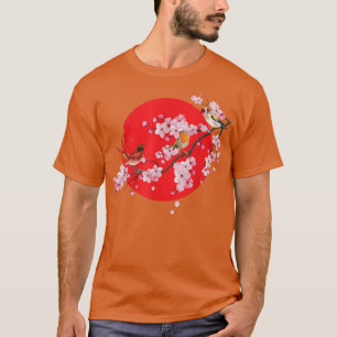 Japanska Sakura Fågelskådning Animals Cherry Bloss T Shirt
