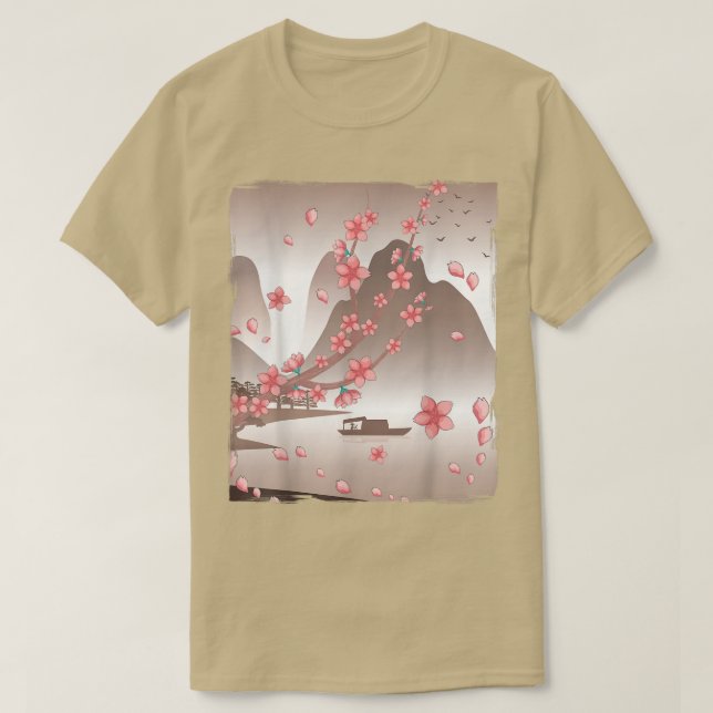 Japanska Sakura Flower Japan Mountain Blommigt Che T Shirt (Design framsida)