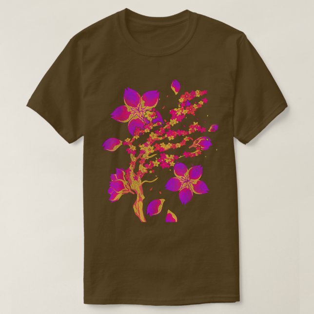 Japanska Sakura Flower Retro 90s Vaporwave Cherry T Shirt (Design framsida)