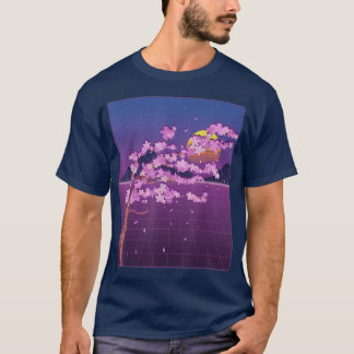 Japanska Sakura Flower Sunset Vaporwave Cherry Blo T Shirt