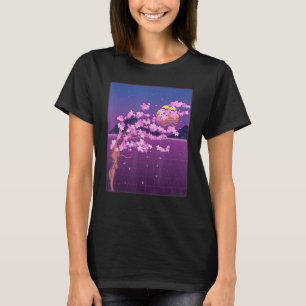 Japanska Sakura Flower Sunset Vaporwave Cherry Blo T Shirt