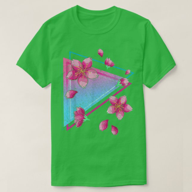 Japanska Sakura Flower Vaporwave Aesthetic Cherry T Shirt (Design framsida)