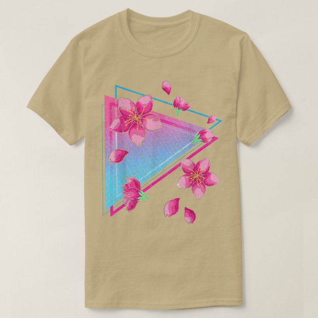 Japanska Sakura Flower Vaporwave Aesthetic Cherry T Shirt (Design framsida)