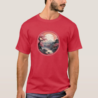 Japanska Sakura Scenery Ukiyo-e Stil T Shirt