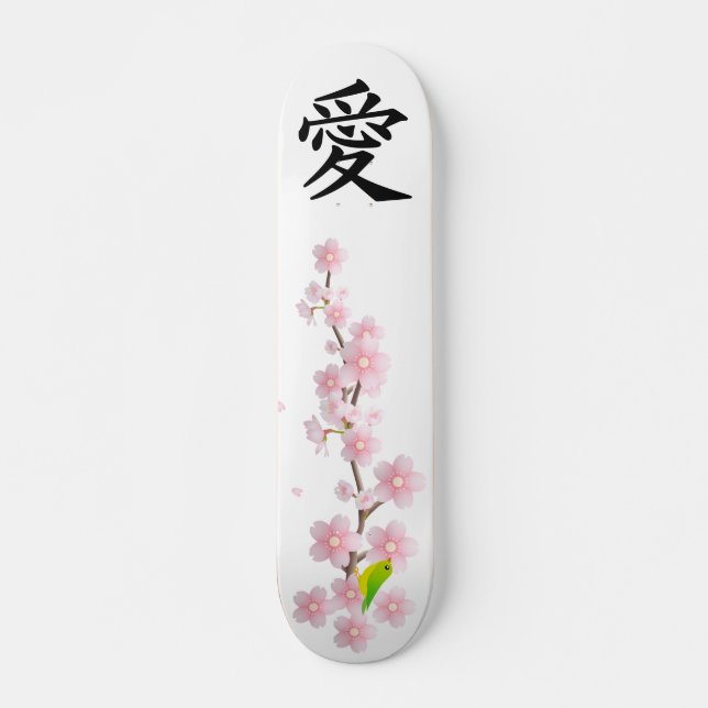 Japanska Sakura Skateboard Kärlek och Peace (Framsida)
