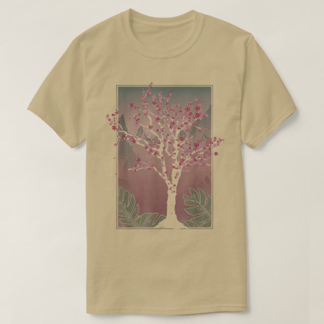 Japanska Sakura Träd Japan Rosa Flower Blommigt Ch T Shirt (Design framsida)