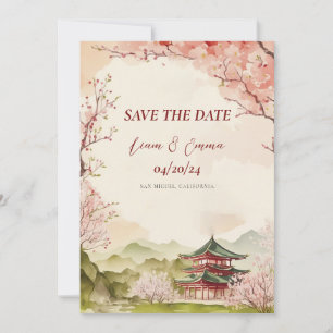 Japanska Sakura Traditionell Spara Datum Inbjudningar