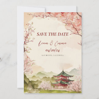 Japanska Sakura Traditionell Spara Datum Inbjudningar