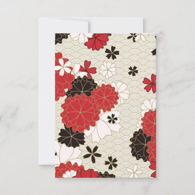 Japanska Sakura Vintage Blommönster Tack Kort (Framsida)