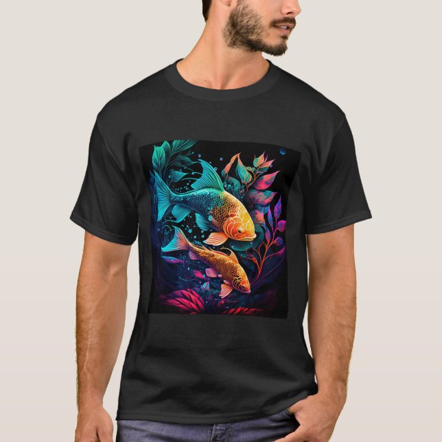 Japanska samurai Aesthetic Koi Fish 4 T Shirt (Framsida)