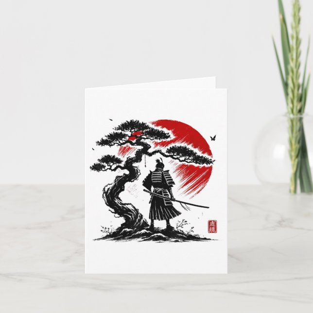 Japanska samurai Aikido Livets träd Peace Art of o Kort (Framsida)