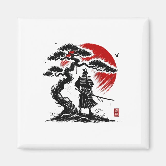 Japanska samurai Aikido Livets träd Peace Art of o Magnet (Framsidan)