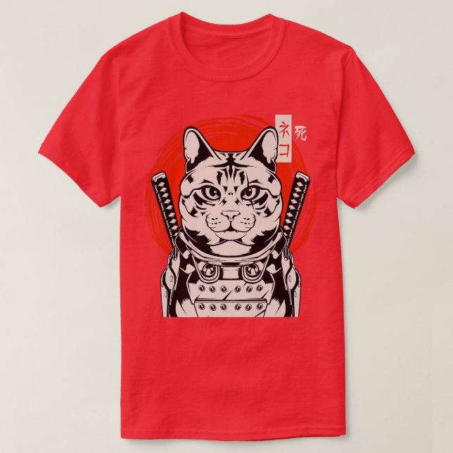 Japanska Samurai Bushido Ninja Cat Kitten Katana S T Shirt (Design framsida)