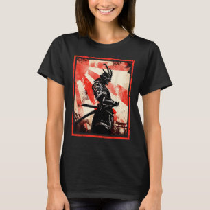 Japanska Samurai Bushido Ronin Stigning Sol Katana T Shirt