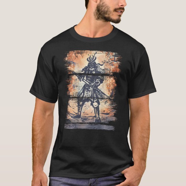 Japanska Samurai Bushido Warrior Katana Sword Till T Shirt (Framsida)