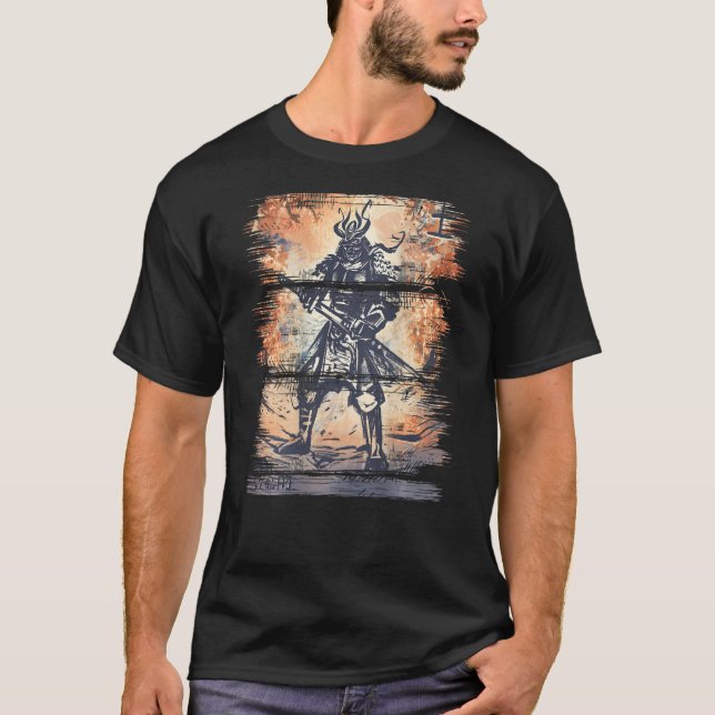 Japanska Samurai Bushido Warrior Katana Sword Till T Shirt (Framsida)