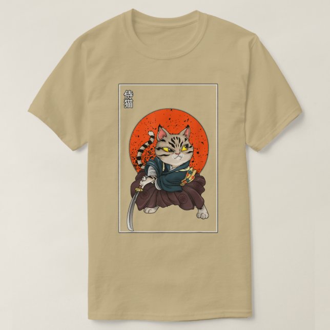 Japanska Samurai Cat Katana Ninja Kattunge Kitten  T Shirt (Design framsida)