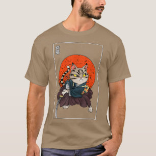 Japanska Samurai Cat Katana Ninja Kattunge Kitten T Shirt
