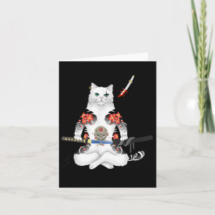Japanska Samurai Cat Katana Ninja Yakuza Tattoo Kort