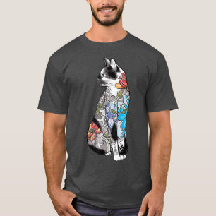 Japanska Samurai Cat Katana Ninja Yakuza Tattoo ( T Shirt