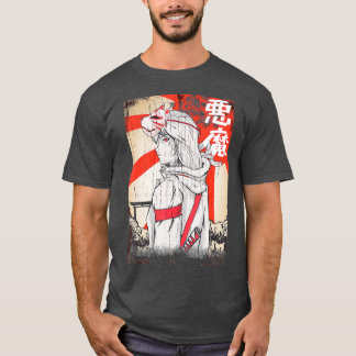Japanska Samurai Cat Mask Girl Sword Woman T Shirt
