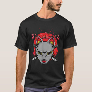 Japanska Samurai Cat Ninja Sinobi Swords Katana Ke T Shirt