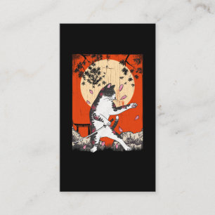 Japanska Samurai Cat Swordsman Kitten Visitkort