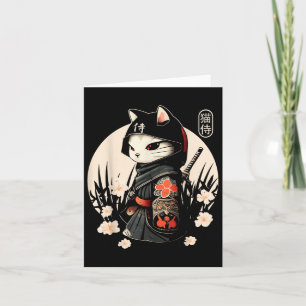 Japanska samurai Cat Tattoo, Kawaii Ninja Cat_1 Kort