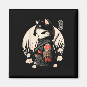 Japanska samurai Cat Tattoo, Kawaii Ninja Cat_1 Magnet