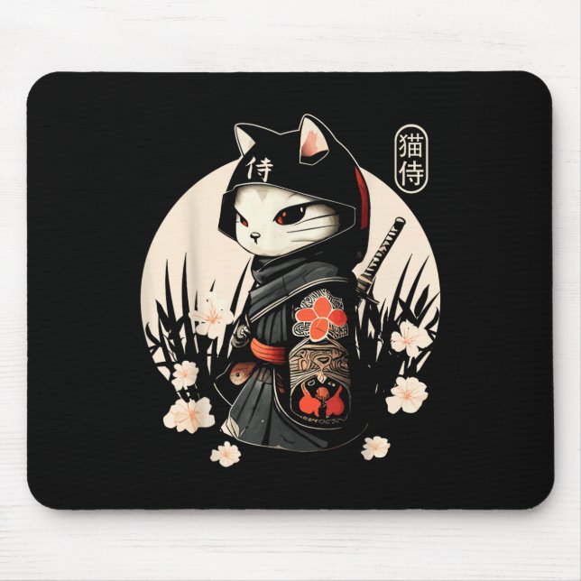Japanska samurai Cat Tattoo, Kawaii Ninja Cat_1 Musmatta (Framsidan)
