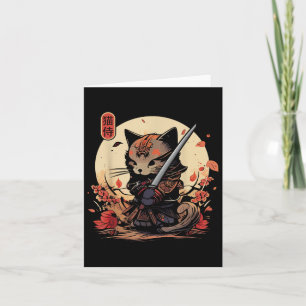 Japanska samurai Cat Tattoo, Kawaii Ninja Cat _2 Kort