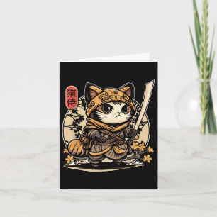 Japanska samurai Cat Tattoo, Kawaii Ninja Cat _3 Kort