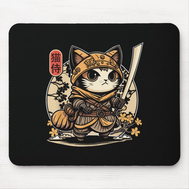 Japanska samurai Cat Tattoo, Kawaii Ninja Cat _3 Musmatta (Framsidan)