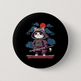 Japanska Samurai Cat Tattoo Kawaii Ninja Cat Anime Knapp