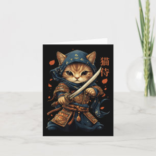 Japanska Samurai Cat Tattoo Kawaii Ninja Cat Cat W Kort