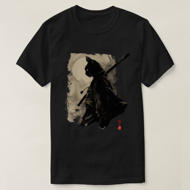Japanska Samurai Cat Tattoo Kawaii Ninja Cat T Shirt (Design framsida)