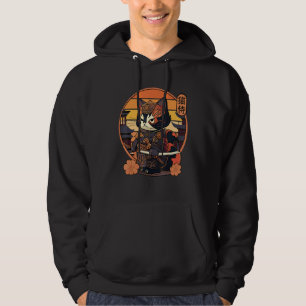 Japanska Samurai Cat Tattoo, Ninja Cat Hoodie