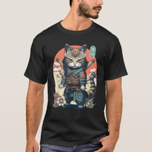 Japanska Samurai Cat Tattoo, Ninja Cat Women, Girl T Shirt