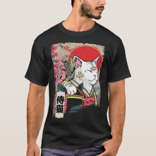 Japanska Samurai Cat Warrior Japan Ninja Kitten T Shirt