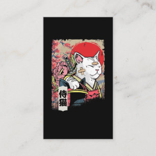 Japanska Samurai Cat Warrior Japan Ninja Kitten Visitkort