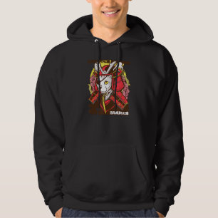 Japanska Samurai Cat Warrior Öga-korrigering i tra Hoodie