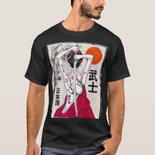 Japanska Samurai Culture Scenery Vintage Sakura T Shirt