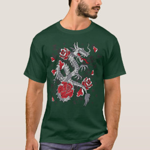 Japanska Samurai Dragon Retro Figur med Ro Pet T Shirt