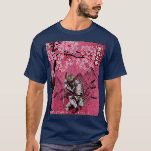 Japanska Samurai Fallen Warrior Cherry Blommar Vin T Shirt