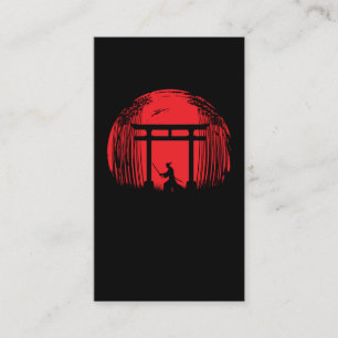 Japanska Samurai Fighter Silhouette Warrior Japan Visitkort
