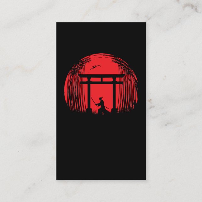 Japanska Samurai Fighter Silhouette Warrior Japan Visitkort (Framsida)