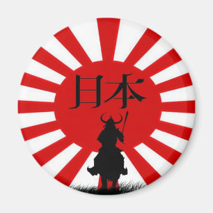 Japanska Samurai & Flagga Patriotic Art Magnet
