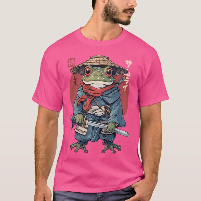 Japanska Samurai Frog Warrior Ukiyo Samurai Toad B T Shirt (Framsida)